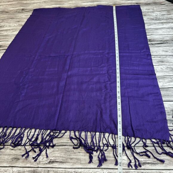 Unbranded Womens Neck Scarf Pashmina Deep Dark Cool Purple Tassels Fringe Ribbed - Picture 7 of 7